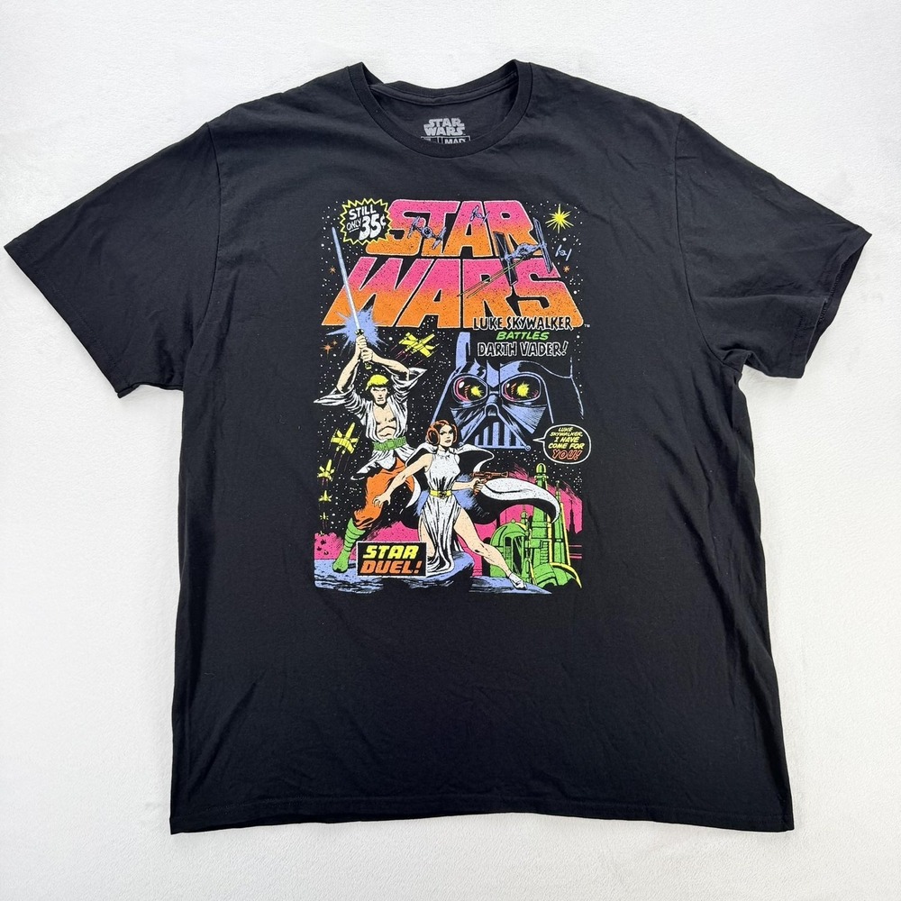 Star Wars Shirt Mens 2XL Black Comic Cover Mad Engine Graphic Tee Luke Vader